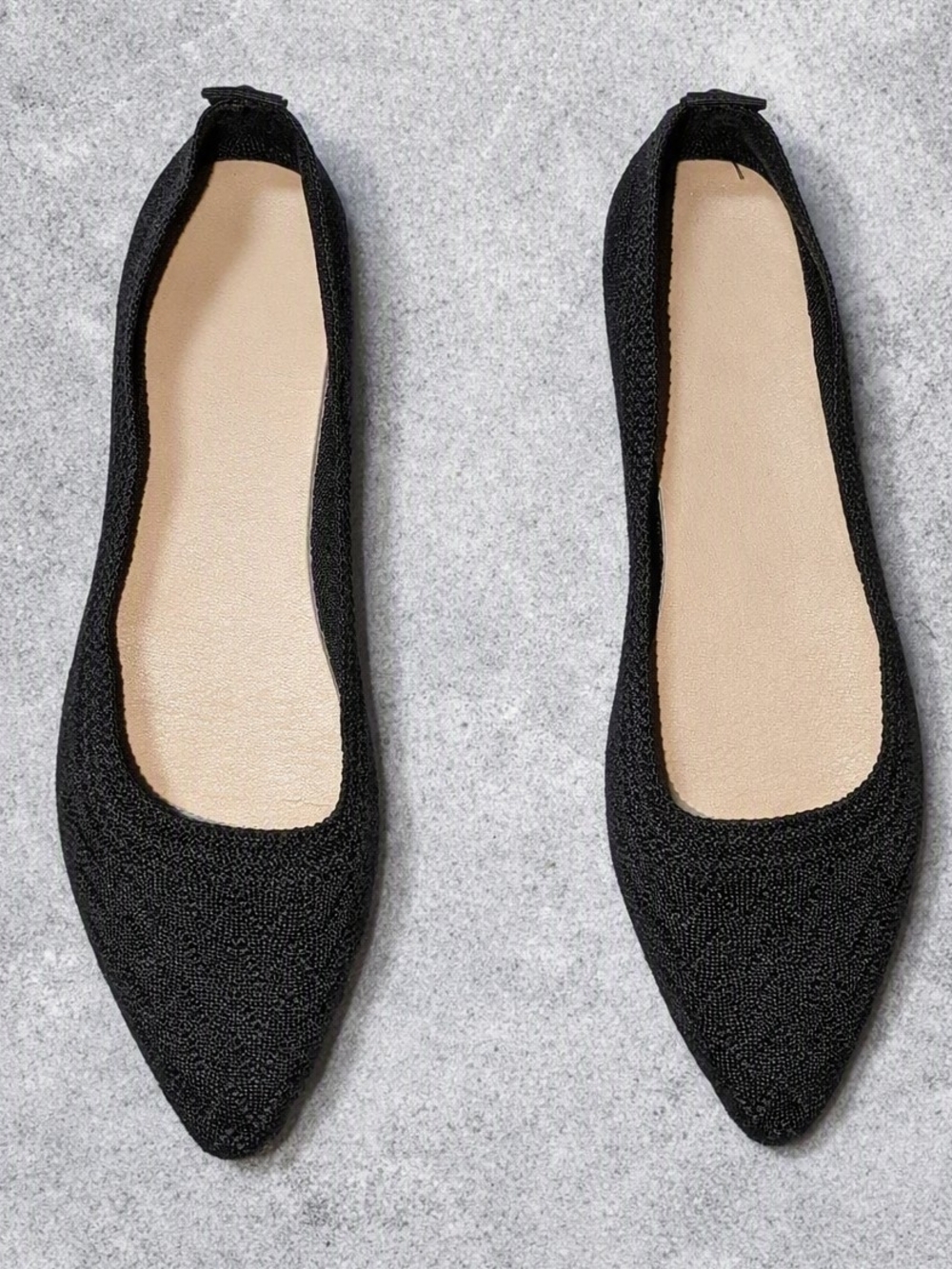 SHEIN Black Knit Slip-On Women's Flats